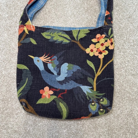 Bohemian Bird Floral Tapestry Shoulder Bag Handmade Plaid lined - Picture 8 of 8